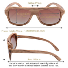 Load image into Gallery viewer, SHINU brand wooden polarized sun glassed for men manmade 100% wood sunglasses zebra wood big frame polarized driving sunglass