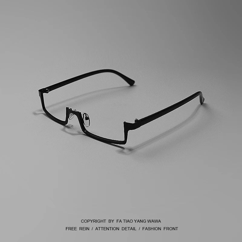 Semi-frame quadric square glasses