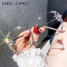 Load image into Gallery viewer, Shiny Diamonds Square Glasses Women   Rhinestone Alloy Frame Clear Lens Eyewear Female Trends Punk Eyeglasses Shades Oculos