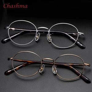 Small Circle Titanium Light Eyeglasses Men Glasses Oval Myopic Glasses Frame Optical Eyewear for High Prescription Lenses