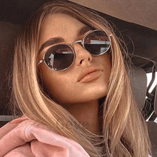 Load image into Gallery viewer, Small Metal Frame Oval Women's Sunglasses Vintage Trendy Designer 90s Classic Round Ladies Shades Sunglasses Brand Eyewear Men