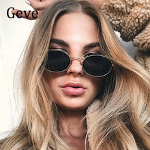 Load image into Gallery viewer, Small Metal Frame Oval Women's Sunglasses Vintage Trendy Designer 90s Classic Round Ladies Shades Sunglasses Brand Eyewear Men