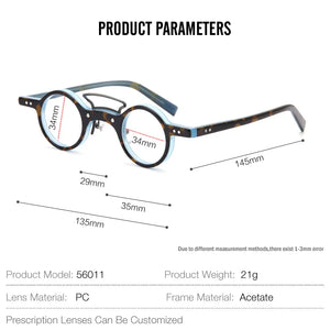 Small Size Round Acetate Optical Eyeglasses Men Myopia Prescription Glasses Women Japan Handmade Designer Glasses Frame Eyewear