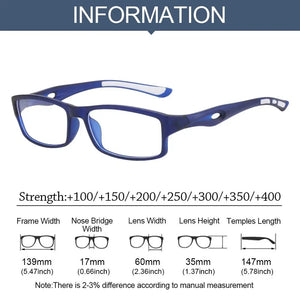 Small Square Frame Ultralight Reading Glasses Anti-Blue Light Sports Presbyopia Eyeglasses Men Women Optical Eyewear +100~+400