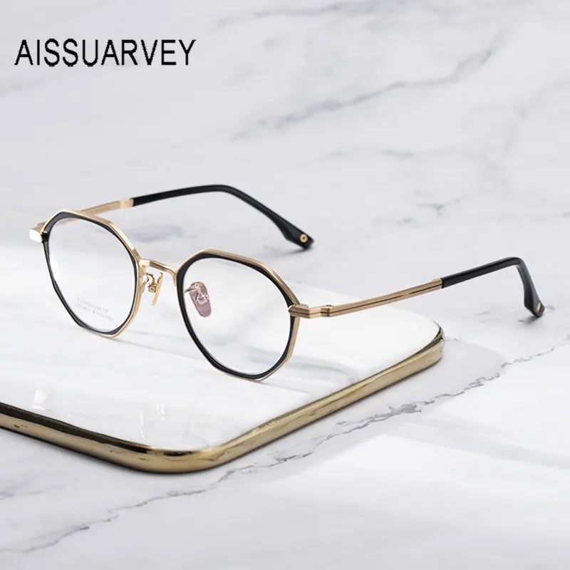 Small Titanium Round Eyeglasses Frames for Men Women Optical Prescript ...