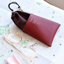 Load image into Gallery viewer, Soft PU Leather Drawstring Glasses Bags Men And Women Sunglasses Protector Pouch Reading Glasses Organizer Eyewear Storage Bag