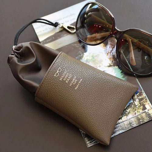 Soft PU Leather Drawstring Glasses Bags Men And Women Sunglasses Protector Pouch Reading Glasses Organizer Eyewear Storage Bag