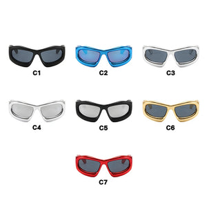 Sports Punk Mirror Sunglasses Women Men Trendy Oversized Y2K Wrap Around Ladies Sun Glasses Shades Eyewear Goggle UV400