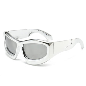 Sports Punk Mirror Sunglasses Women Men Trendy Oversized Y2K Wrap Around Ladies Sun Glasses Shades Eyewear Goggle UV400