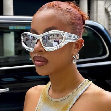 Sports Punk Mirror Sunglasses Women Men Trendy Oversized Y2K Wrap Around Ladies Sun Glasses Shades Eyewear Goggle UV400