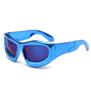 Sports Punk Mirror Sunglasses Women Men Trendy Oversized Y2K Wrap Around Ladies Sun Glasses Shades Eyewear Goggle UV400