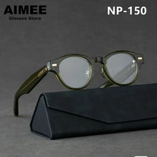 Load image into Gallery viewer, Spring Design Titanium Acetate Glasses Frame Japanese Handmade Men Women Vintage Round Optical Eyeglasses Blue Light Spectacles