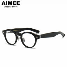 Load image into Gallery viewer, Spring Design Titanium Acetate Glasses Frame Japanese Handmade Men Women Vintage Round Optical Eyeglasses Blue Light Spectacles
