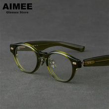 Load image into Gallery viewer, Spring Design Titanium Acetate Glasses Frame Japanese Handmade Men Women Vintage Round Optical Eyeglasses Blue Light Spectacles