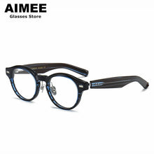 Load image into Gallery viewer, Spring Design Titanium Acetate Glasses Frame Japanese Handmade Men Women Vintage Round Optical Eyeglasses Blue Light Spectacles