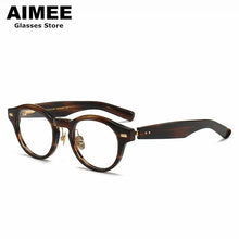 Load image into Gallery viewer, Spring Design Titanium Acetate Glasses Frame Japanese Handmade Men Women Vintage Round Optical Eyeglasses Blue Light Spectacles
