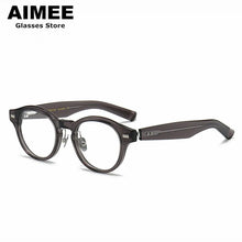 Load image into Gallery viewer, Spring Design Titanium Acetate Glasses Frame Japanese Handmade Men Women Vintage Round Optical Eyeglasses Blue Light Spectacles