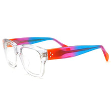 Load image into Gallery viewer, Square Men Eyeglasses Frames Optical Women Oversize Glasses Frames Vintage Retro Rainbow Blue Prescription Eyewear Transparent