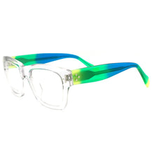 Load image into Gallery viewer, Square Men Eyeglasses Frames Optical Women Oversize Glasses Frames Vintage Retro Rainbow Blue Prescription Eyewear Transparent