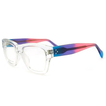 Load image into Gallery viewer, Square Men Eyeglasses Frames Optical Women Oversize Glasses Frames Vintage Retro Rainbow Blue Prescription Eyewear Transparent