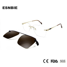 Load image into Gallery viewer, Square Rimless Eyeglasses Frames For Men Prescription Glasses Frame Magnet Clip On Sunglasses Polarized Myopia Optical Eyewear