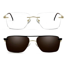 Load image into Gallery viewer, Square Rimless Eyeglasses Frames For Men Prescription Glasses Frame Magnet Clip On Sunglasses Polarized Myopia Optical Eyewear