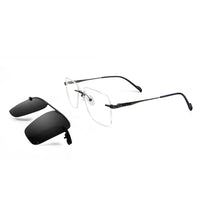 Load image into Gallery viewer, Square Rimless Eyeglasses Frames For Men Prescription Glasses Frame Magnet Clip On Sunglasses Polarized Myopia Optical Eyewear