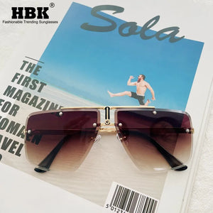 Square Rimless Sunglasses Men 2020 Summer New Sun Glasses Classic Luxury Brand Shades for Women UV400 Eyewear