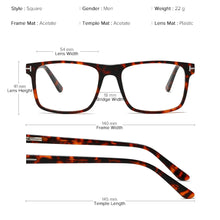 Load image into Gallery viewer, Square Tom Eye Glasses Frame Men Italy Acetate Brand Designer Eyeglasses Male Optical Myopia Prescription Luxury Eyewear Frame