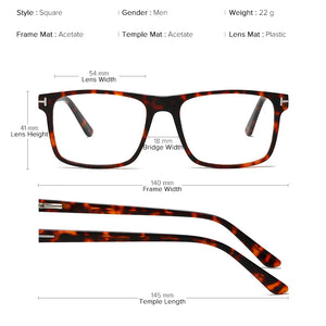 Square Tom Eye Glasses Frame Men Italy Acetate Brand Designer Eyeglasses Male Optical Myopia Prescription Luxury Eyewear Frame