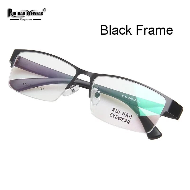 Stainless Steel Eyeglasses Frame TR90 Temple Rectangle Glasses Men Optical Spectacles Frame Large Rrc Design Temple Glasses 8141