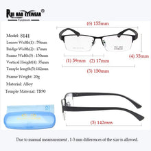 Load image into Gallery viewer, Stainless Steel Eyeglasses Frame TR90 Temple Rectangle Glasses Men Optical Spectacles Frame Large Rrc Design Temple Glasses 8141