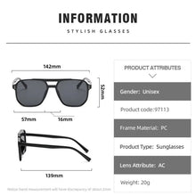 Load image into Gallery viewer, Sunglasses Men Women Vintage Double Bridge Square Frame Sun Glasses Brand Design Shade Eyewear Driving Google UV400 Gafas De Sol