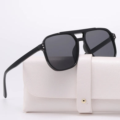 Sunglasses Men Women Vintage Double Bridge Square Frame Sun Glasses Brand Design Shade Eyewear Driving Google UV400 Gafas De Sol
