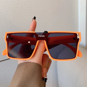 Sunglasses Women Oversized Square  Retro Mirror Lens Eyeglasses MenEyewear Shades UV400 Protection Punk Sun Glasses