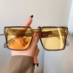 Sunglasses Women Oversized Square  Retro Mirror Lens Eyeglasses MenEyewear Shades UV400 Protection Punk Sun Glasses