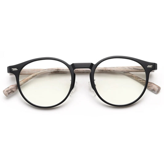 Swanwick montature per occhiali rotondi retrò da donna per uomo stile coreano venature del legno TR90 accessori per occhiali lenti trasparenti grigio leopardo