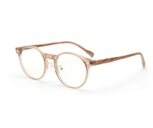 Load image into Gallery viewer, Swanwick women retro round glasses frame for men korean style wood grain TR90 eyeglasses accessories clear lens gray leopard