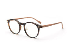 Load image into Gallery viewer, Swanwick women retro round glasses frame for men korean style wood grain TR90 eyeglasses accessories clear lens gray leopard