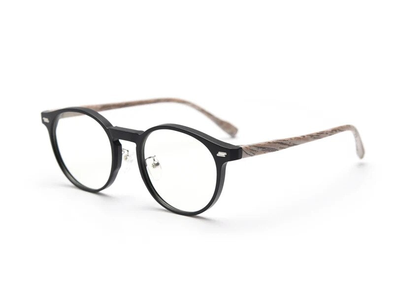 Swanwick women retro round glasses frame for men korean style wood grain TR90 eyeglasses accessories clear lens gray leopard