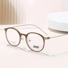 Load image into Gallery viewer, TR Titanium Eyeglasses Women Glasses Designed Full Rim Round Spectacle Vintage Style Fashion Small Size Frame Girl Brown Slim