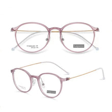 Load image into Gallery viewer, TR Titanium Eyeglasses Women Glasses Designed Full Rim Round Spectacle Vintage Style Fashion Small Size Frame Girl Brown Slim