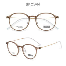 Load image into Gallery viewer, TR Titanium Eyeglasses Women Glasses Designed Full Rim Round Spectacle Vintage Style Fashion Small Size Frame Girl Brown Slim