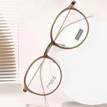 Load image into Gallery viewer, TR Titanium Eyeglasses Women Glasses Designed Full Rim Round Spectacle Vintage Style Fashion Small Size Frame Girl Brown Slim