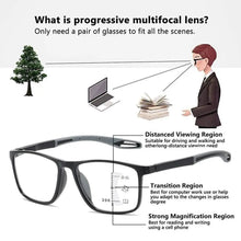 Load image into Gallery viewer, TR90 Anti-blue Light Multifocal Reading Glasses Men Women Progressive Near Far Eyewear Ultralight Sports Farsight Eyeglasses