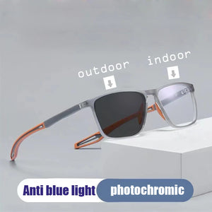 TR90 Frame Photochromic Glasses Men Women Anti Blue Light Eyewear Flexible Vintage Blue Light Resistant Chameleon Eyeglasses