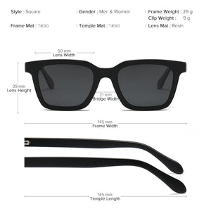TR90 Square Magnetic Clip on Glasses Men Frame Optical Myopia Eyeglasses Frame Male Prescription Eyewear Polarized Sunglasses