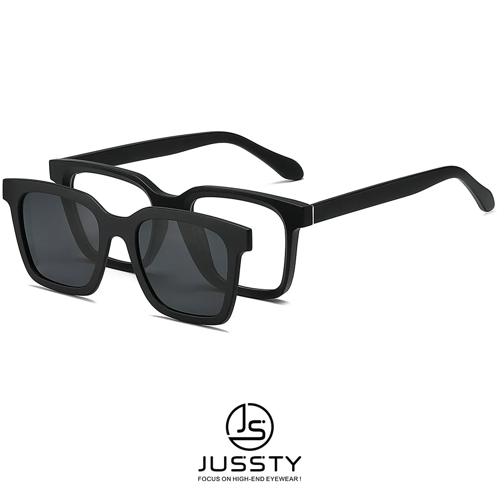 TR90 Square Magnetic Clip on Glasses Men Frame Optical Myopia Eyeglasses Frame Male Prescription Eyewear Polarized Sunglasses