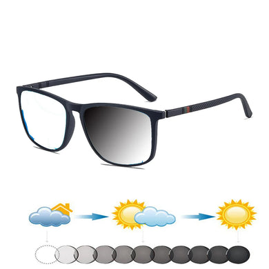 TR90 Temple Alloy Square Frame Comfortable Nose Pads Photochromic Gray Reading Glasses +0.75 To +4