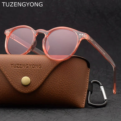 TUZENGYONG   Ultralight TR90 Polarized Sunglasses Men Women Driving Round Pink Shades Vintage Sun Glasses Gafas De Sol